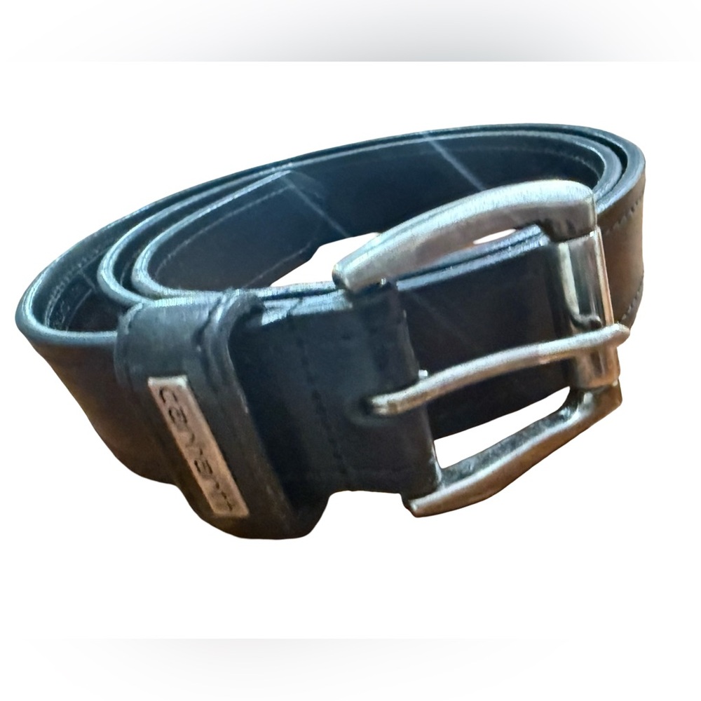 Carhartt Men’s Black Leather Belt Silver Buckle
